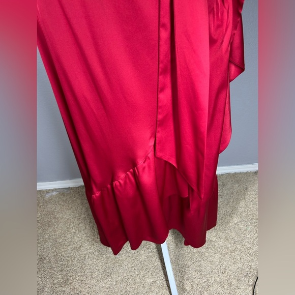 AMUR Red Topanga One-Shoulder Faux Wrap Sexy Cocktail Evening Holiday Dress Sz 2 - Picture 15 of 16